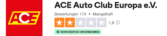 Trustpilot Bewertung ACE vom 05-11-2024