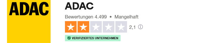 Trustpilot Bewertung ADAC vom 05-11-2024