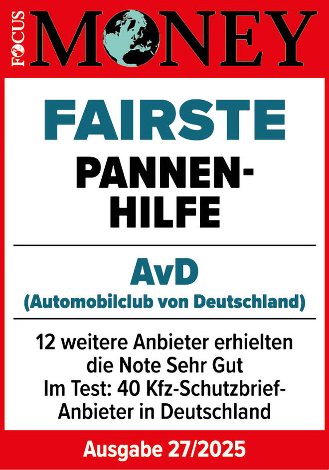 Auszeichnung Focus Money - Fairste Pannenhilfe AvD Auszeichnung Focus Money - Fairste Pannenhilfe AvD