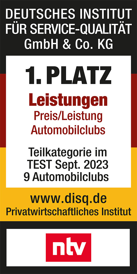 Auszeichnung - Preis/Leistungen Automobilclubs - AvD 1. Platz