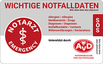 AvD-SOS „Basis“ zentrales Notfalldatenkonto ohne Haken und verstecktes Abo